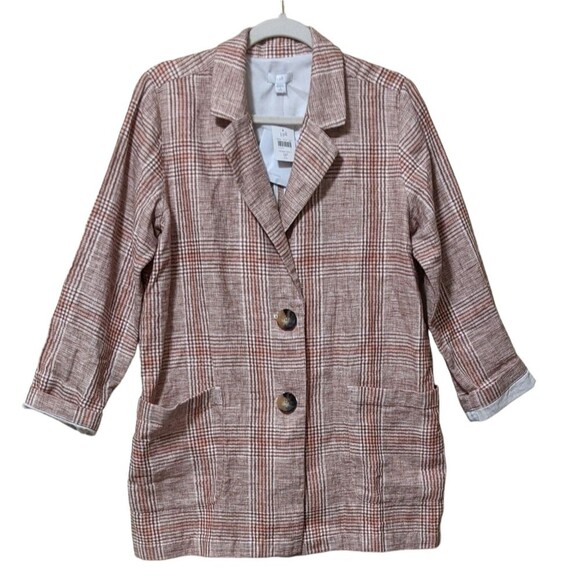 NWT J. JILL Harper Henna plaid relaxed linen boyfriend blazer SP - Picture 11 of 11